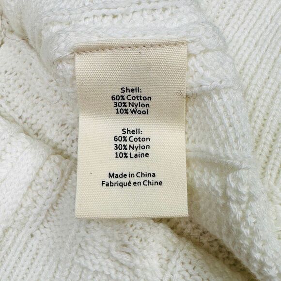 L’Agence Savanah Fringe V-Neck Cotton Knit Sweater - Ivory - Size Medium - Picture 7 of 7